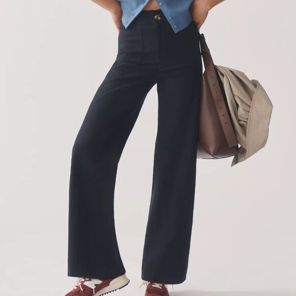 The Colette Beachy Linen Full-Length Wide-Leg Pants by Maeve - Picture 1 of 6